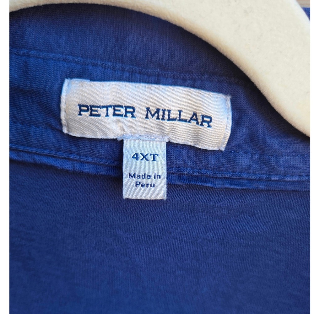 Peter Millar Blue Pima Cotton Polo Shirt Mens 4XT Short Sleeve Tall Fit - Picture 2 of 6